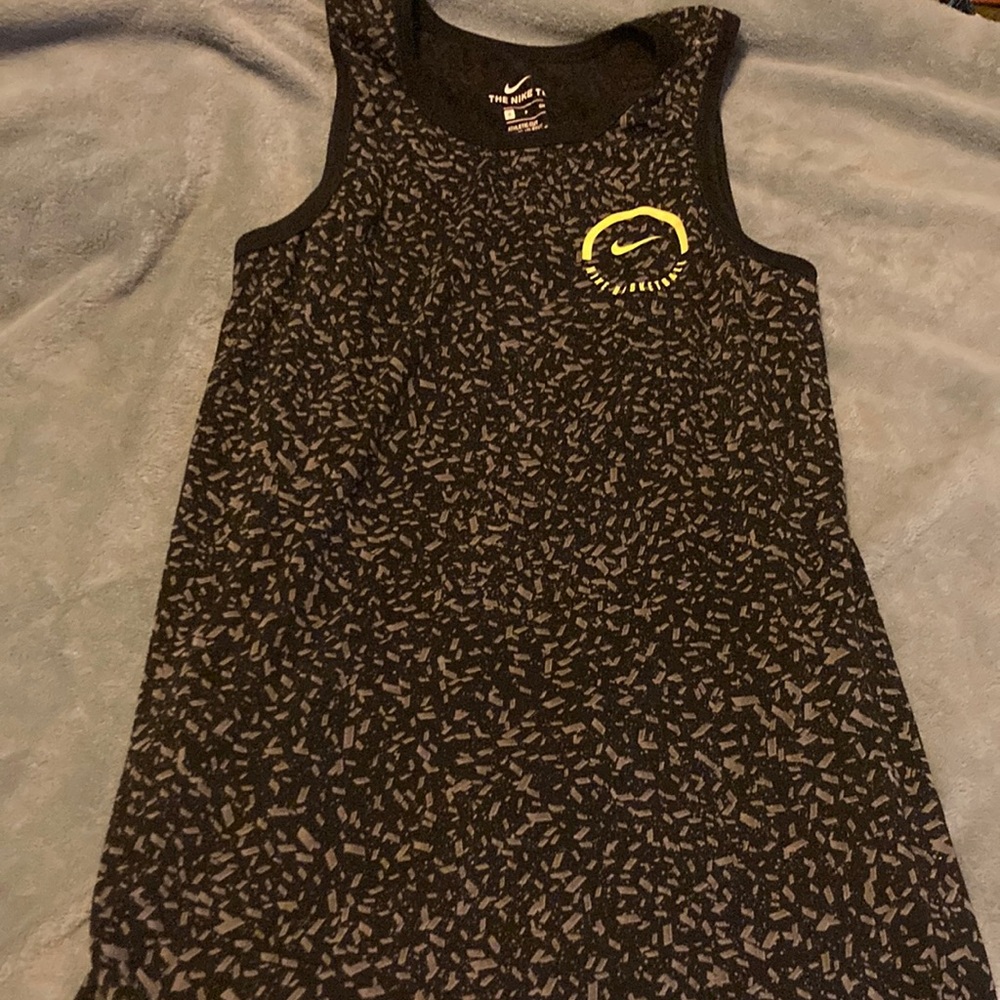 Nike dri fit size small athletic cut shirt   Black and grey with yellow